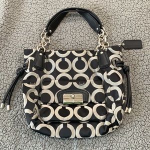 Black coach logo shoulder bag